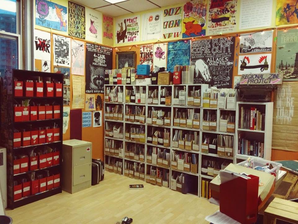 Photo of the zine library collection