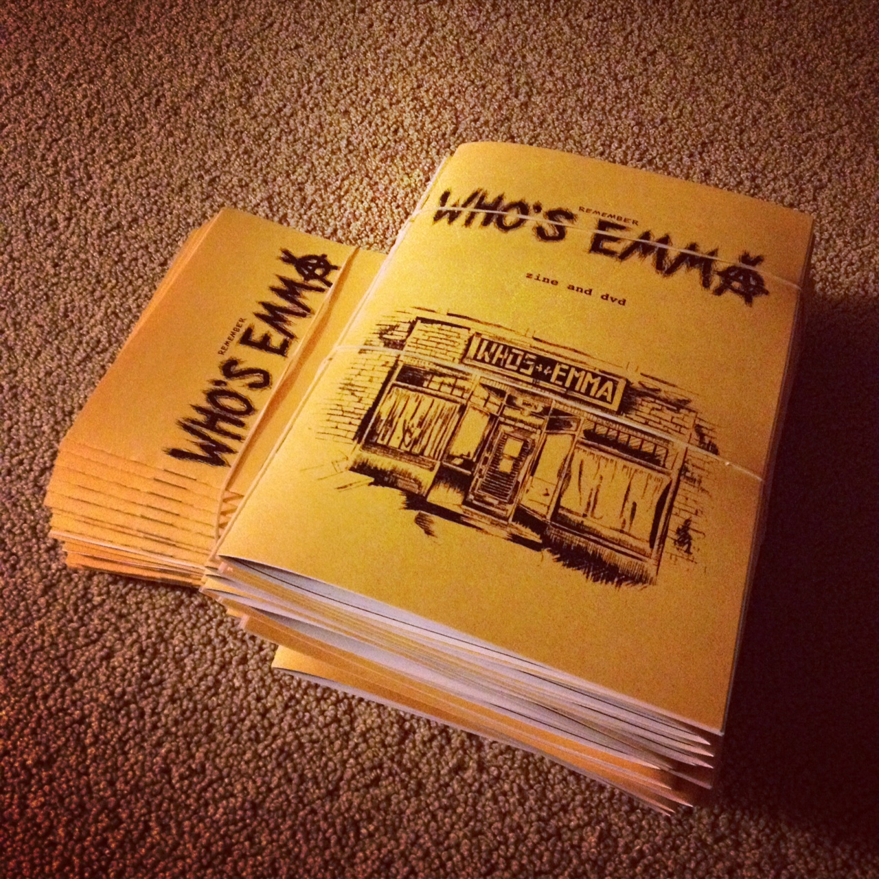 Cover of the zine Who's Emma, which shows the front of the building