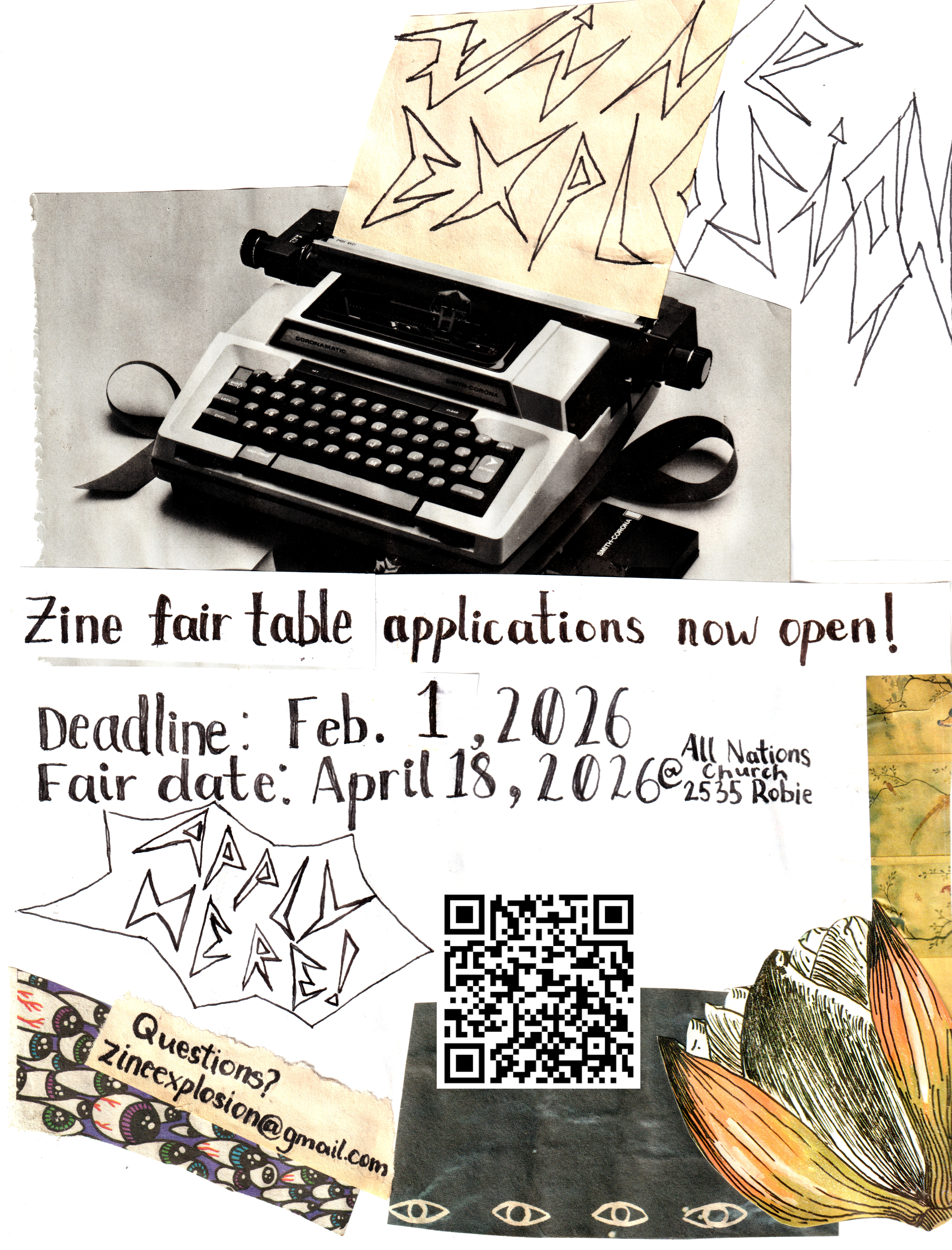 Poster for the Zine Explosion Zine Fair 2026